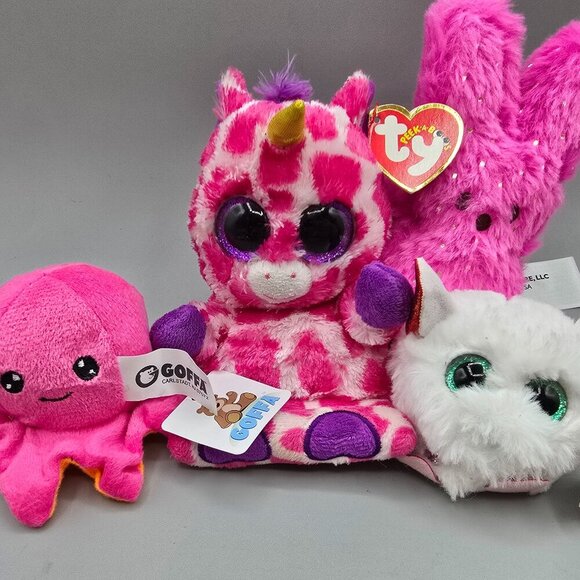 Other - Miniature Pink and White Stuffed Animal Lot